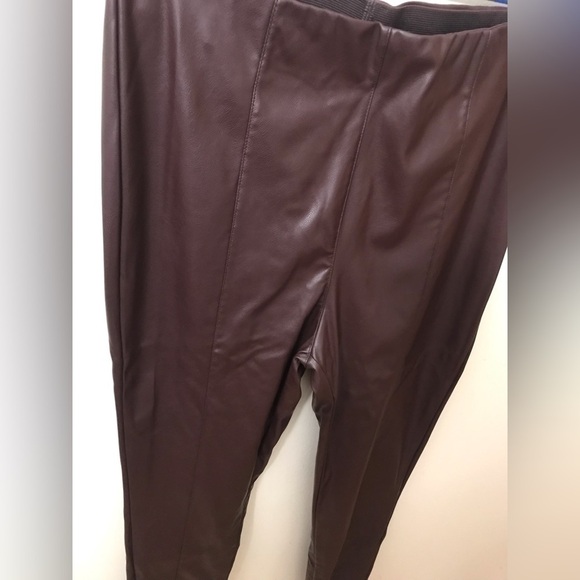 H&m Womens Faux Leather High Waist Solid Elasticized Waistband Leggings Size 12 - Picture 8 of 12
